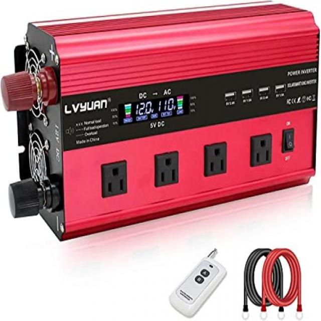 IpowerBingo 인버터 12V 정격 2000W 최대 4000W DC12V(직류) AC100V(교류) 변환 AC 콘센트×4 USB 소켓×4 냉각 팬×4 리모컨 기능 부착 카 인버터 태양광 발전 재해 대책 지진 방재 용품 때로 맹활약 정전 대책