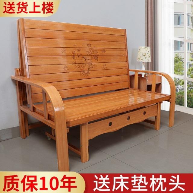 대나무침대 접이식 쇼파침대 겸용 더블 싱글 다용도 점심 H쉬다 가정용 이코노미형 실목 딱딱한, T10-폭08직사각형 20미터 사은품