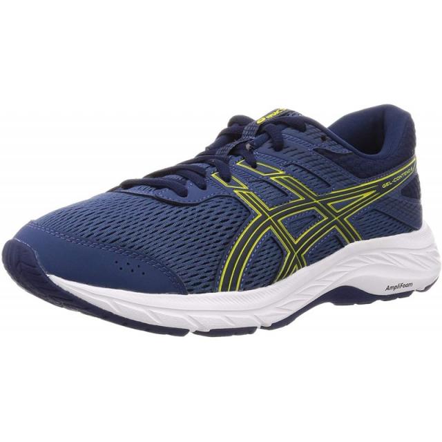 |사이즈275| ASICS 남성 젤-경합 6 러닝화 그랜드 샤크/생동감 넘치는 옐로우 42.5 EU