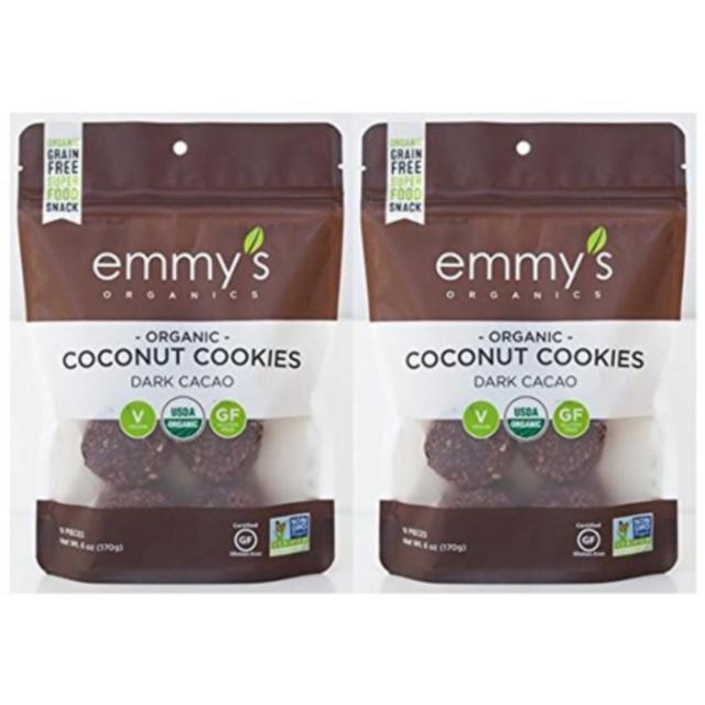 Emmy's Organics 에미스 오가닉 코코넛쿠키 다크카카오 키토간식 2팩 Emmys Coconut Dark Cacao Macaroons 1개 0g