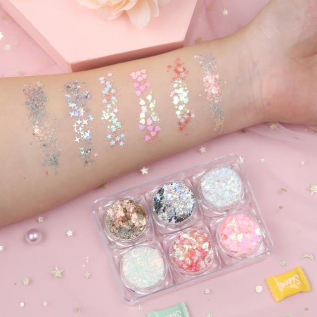 스팽글 메이크업 선명한 규빅 별 색조 인어 5G6눈물 사마귀 인싸템 클리터 스윗 젤 눈초리 음악 절, 번쩍번쩍 빛나는 별 진 계열 6색깔