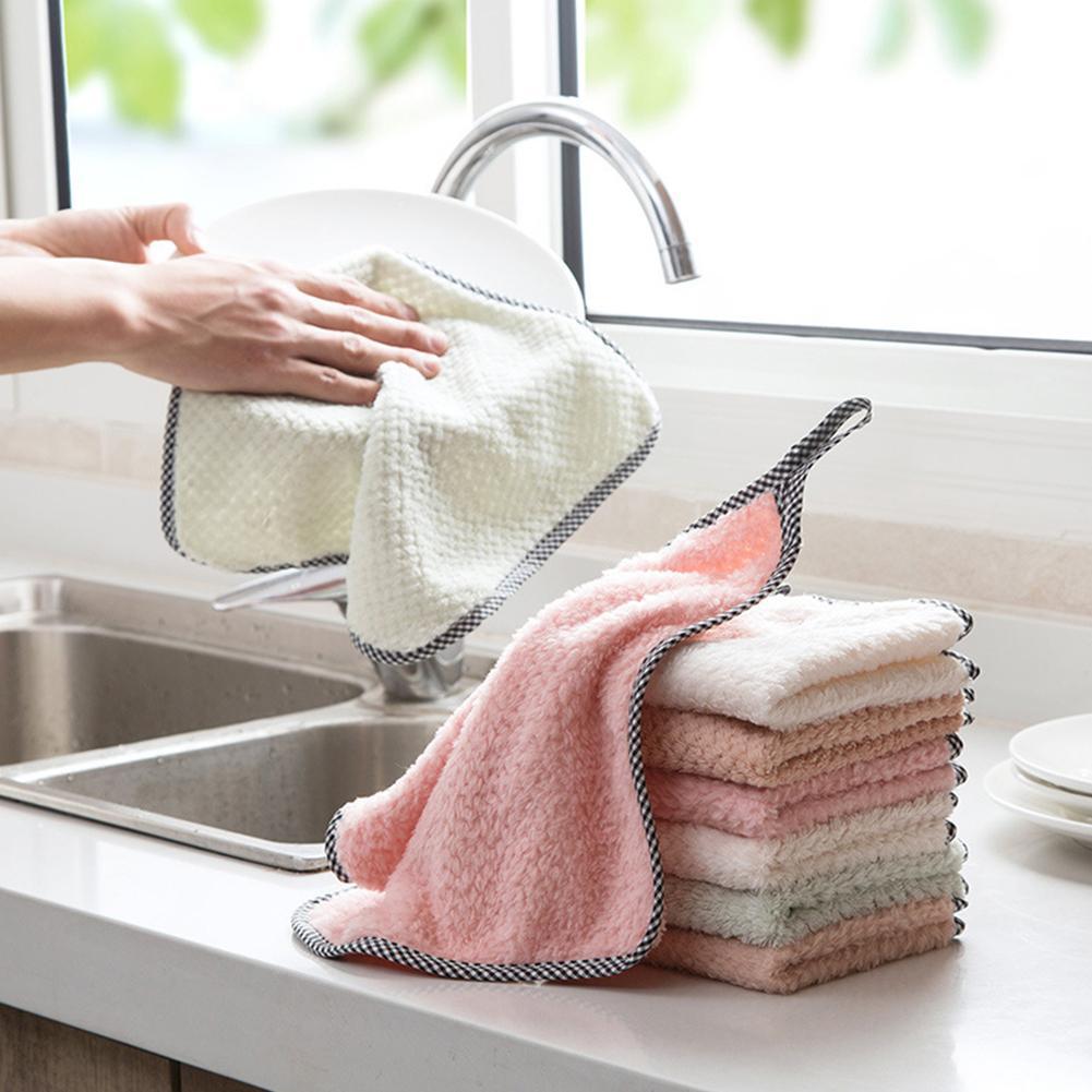 Dishwashing Cloth Towels Rags 가사 청소 주방 오일 대나무 넝마 흡수성 그리드 파인애플 타월 F 가정용 Sup R9S2|클리닝용 천|, 1개, Blue, 단일