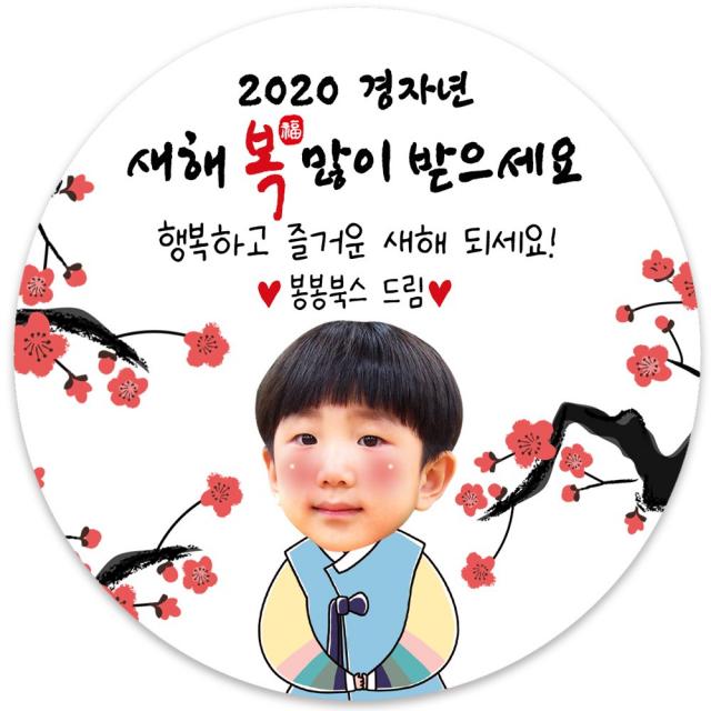 봉봉북스 포토 새해스티커 신년 연하장 새해복 설날 명절 답례품 스티커 포장데코스티커, 14 새해 남자 꽃(+1000원)4.8mm(20개)