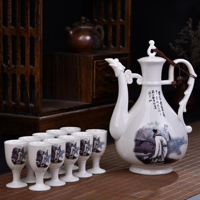 고량주잔 인생술잔 자기 세라믹 백자 예쁜 주기세트, 세트001개