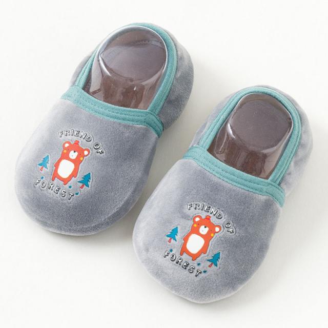 게다가 벨벳 두꺼운 여아 소년 귀여운 만화 미끄럼 방지 걸음마 어린이 마루 양말 동물 도안 신생아 첫 보행화