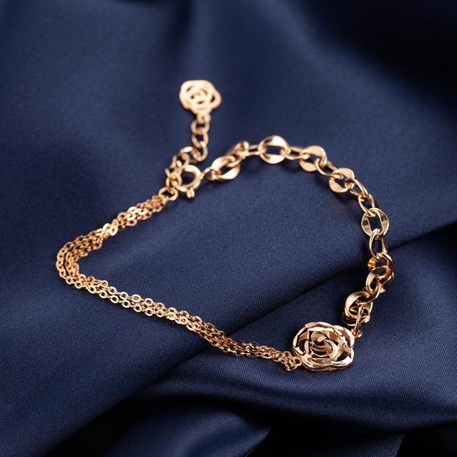 [빠른배송] 도로시쥬얼리 14k 18k 할로우 더블체인 로즈 팔찌