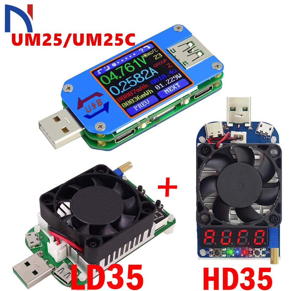 UM25 UM25C APP USB 2.0 유형 C LCD 전압계 전류계 전압 전류 측정기 배터리 충전량 35 W LD35 HD35 부하, 1개