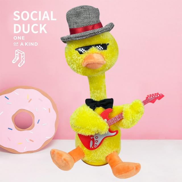 인형 틱톡 흔들흔들하다 노래를 부를 수 있다 의 때리다 CALL 사회오리 장난감 배우다 발언 춤추다 3400715562, 엘로우 회색모 기타 오리, 충전 선물세트 사회오리 (120 노래