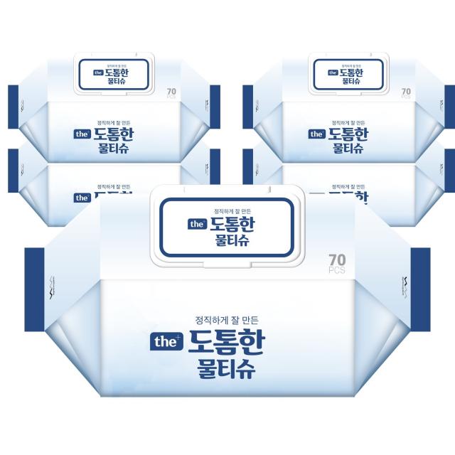 웰메이드 정직하게 잘 만든 The 도톰한 물티슈 대용량 70매 캡형 5팩