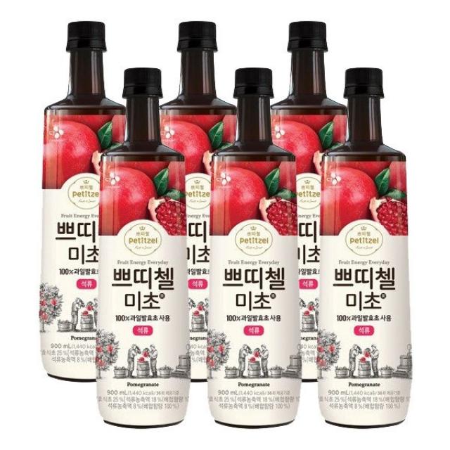 쁘띠첼 미초 석류 900ml 6개묶음/홍초/흑초/식초음료/다이어트음료/무료배송 6개묶음