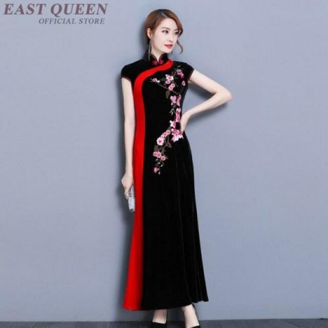 [해외] QIPAO 어 드레스 CHEONGSAM ORIENAL 드레스 여성을위한 전통 어 류 섹시한 현 드레스 AA4108