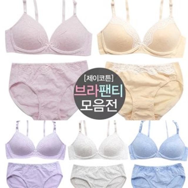 제이투와이 노와이어브라 팬티 여성속옷 세트 여자 브래지어2종