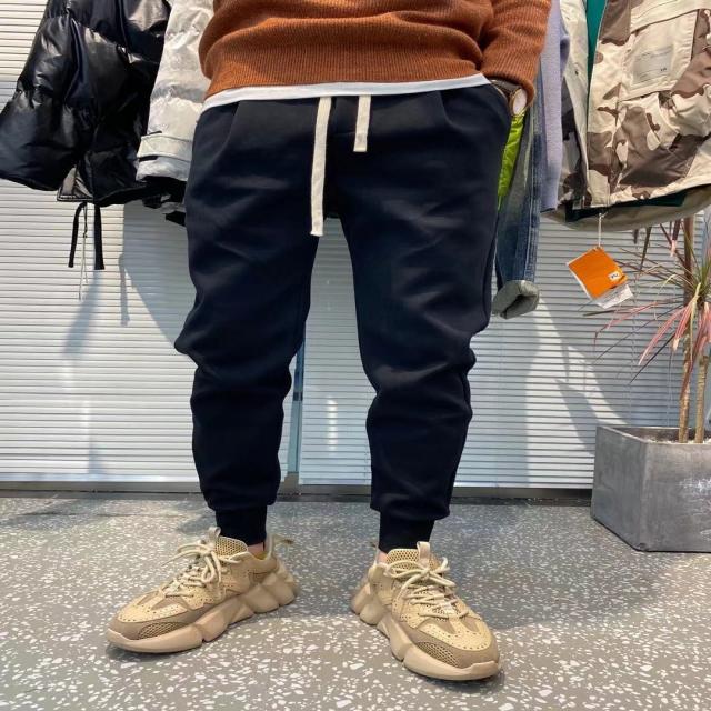 기모싸이클바지 기모 스커트운동 가디언팬츠 남성 2020겨울용 신제품 세척 심플 마름질 루즈핏 조거바지 캐주얼 유행
