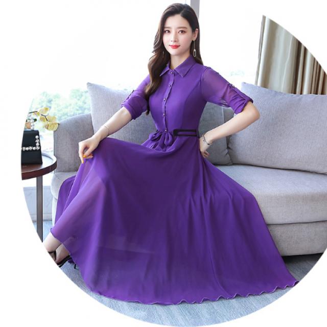 바이나우 여성용 가을절 우아한 여성스러운 롱 원피스 sOPS268
