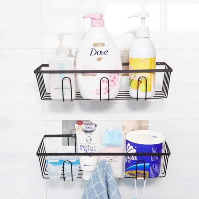 욕실 화장실 싱크대 코너 선반 수납 수납장 수납함 화장실 욕실 선반 무료 천공 벽 삼각형 수납 선반 입욕 화장실 벽걸이 화장대 변기, 색상 분류: [직사각형 벨트 고리] 끈끈이 고리 4 개 무료-블랙 스페셜 2 개