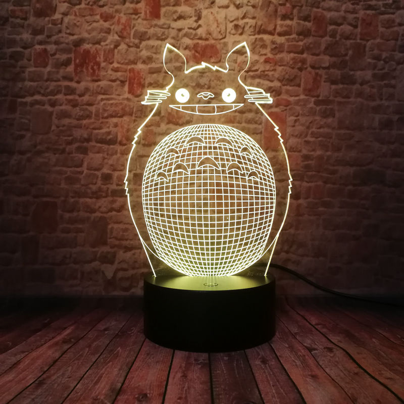 3d Illusion Led Lamp 다채로운 깜박이 잠자는 나이트 라이트 일본 만화 모델 토토로 애니메이션 액션 And 장난감 피규어 Touch Switch