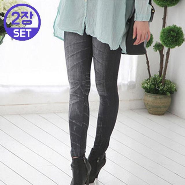 2장set 데님 페이크 나염 레깅스 20Z331O 빅사이즈 여성/여자레깅스/레깅스/빅사이즈레깅스/타이즈/쫄바