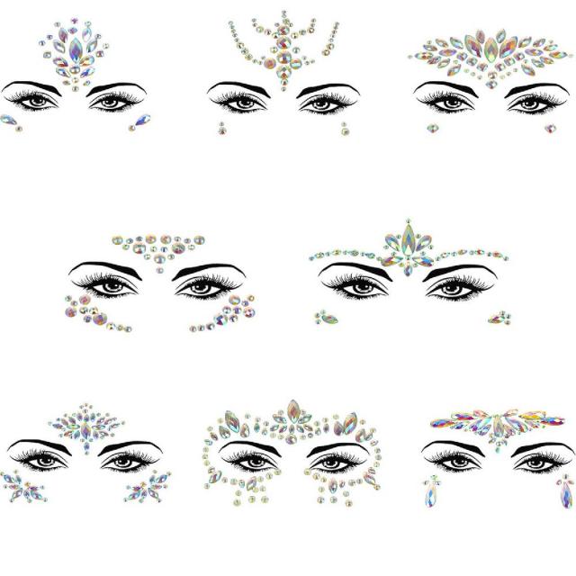 Cobinaan 야광운 얼굴 보석 공주 얼굴 보석 축제 발광체 보석 글로우에서 다크 모조 다이아몬드 레이브 눈, 상세페이지참조, none