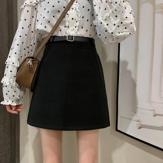 제노 모직 울 체크 모직스커트 누리꾼 레드 스커트 가을겨울 2020년 모직 스커트 여학생