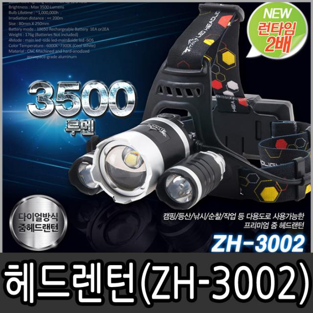 타이탄코리아 3500루멘 헤드랜턴(ZH-3002)-배터리 포함-