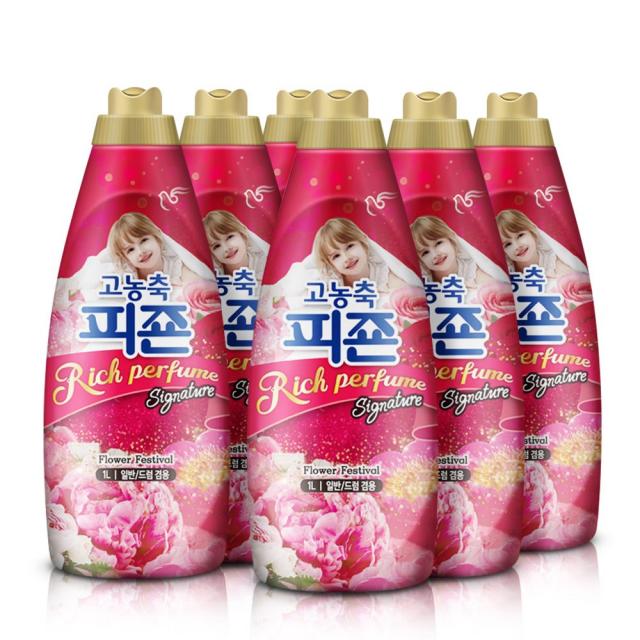 피죤 리치퍼퓸 시그니처 섬유유연제 플라워페스티벌 본품, 1L, 6개