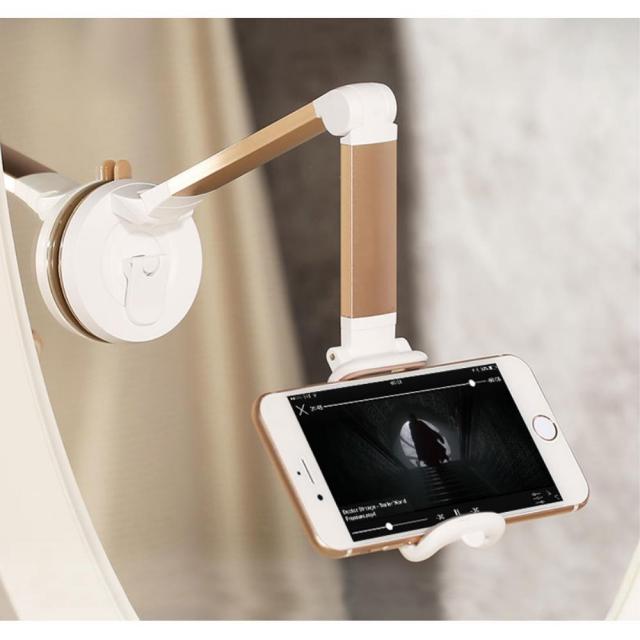 각도 높이조절 스마트폰 거치대 튼튼한 병실폰거치대, 단일색상, 실버그레이