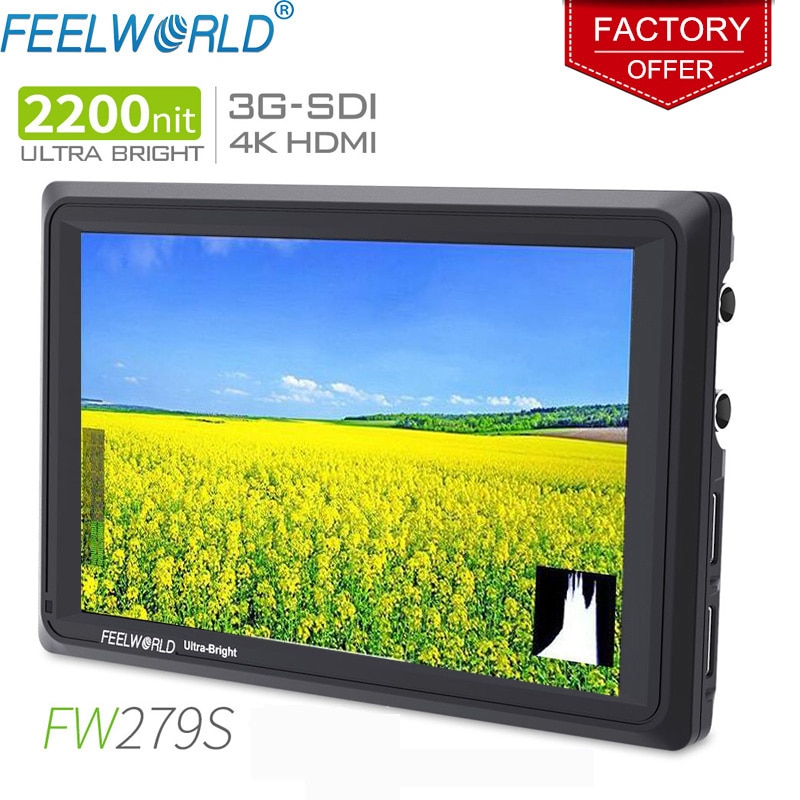 Feelworld fw279s 7 인치 ips 2200nits 3g sdi 4 k hdmi 카메라 필드 모니터 1920x1200 비디오 촬영 용 dslr 모니터, Add Dual L bracket