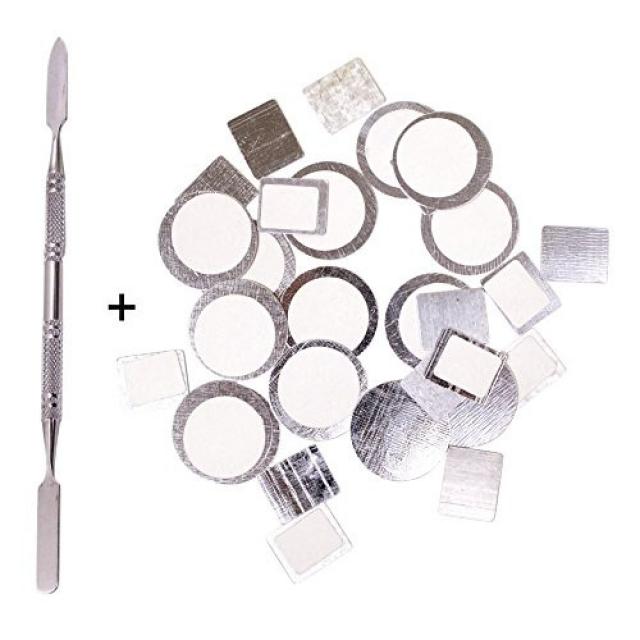 160pcs Palette Metal Stickers Kit for Empty Magnetic Makeup Palettes + Depotting Spatula - DIY Custom Organizational Stickers For Non Magnetized, 본문참고