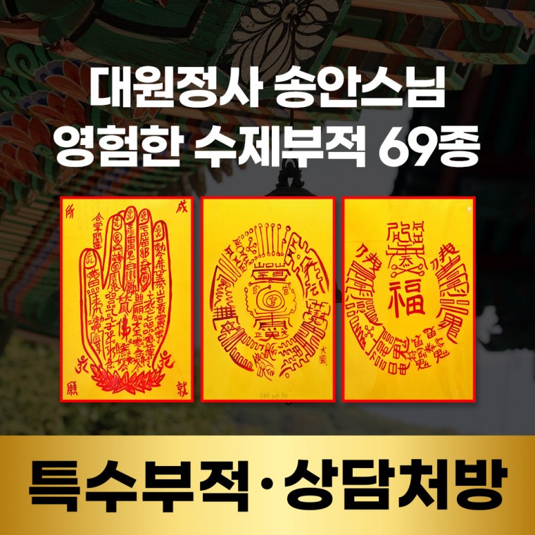  대원정사 특수부적 상담처방 69종 맞춤수제부적 경면주사 가성비/ 내돈내산/ 2020/ 삶의질 향상 부적선택/02 합장소원성취부