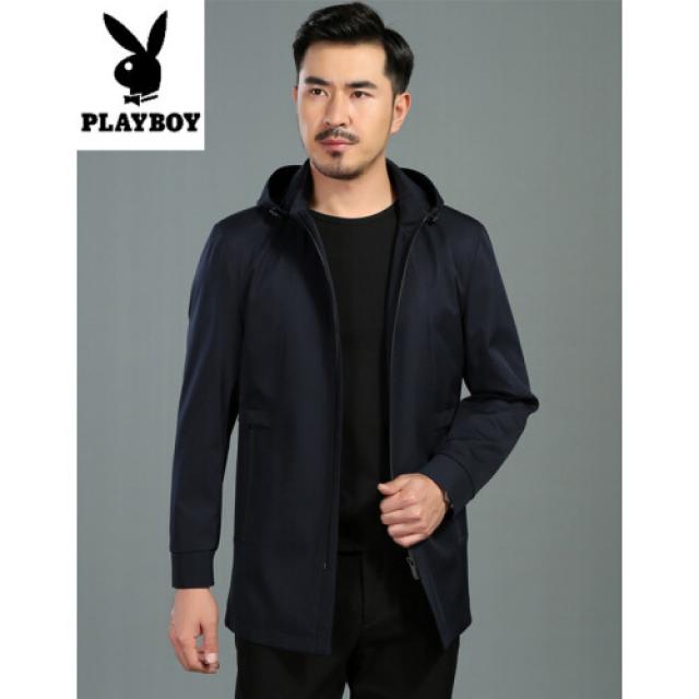 플레이보이 (playboy) 중년 남성복 가을 모자 롱 트렌치코트 아빠 비즈니스 캐주얼 남성(5042)