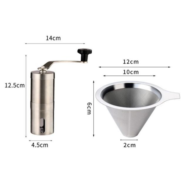 DALIN 핸드밀 커피그라인더 손제분기 스테인리스 스틸 가정용 소형 커피 원두 연마기 수동 커피 연마기 손 제분기 QH05 A15, 1조, 10 소 세트