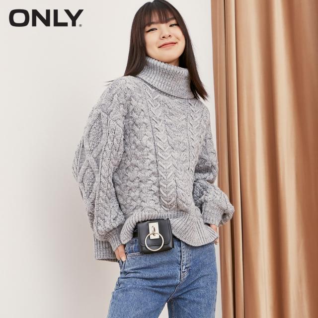 ONLY 봄신상 루즈한 솔리드 터틀넥 나태플라워 울니트털함