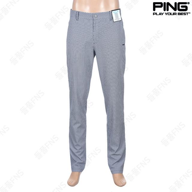 PING(핑) [[특가 할인!!!]] 잔 체크패턴으로 세련된 느낌을 주며 슬림한 핏으로 스타일리쉬한 ##남성 뒷주머니 레터링 체크 슬림핏 팬츠##, 블랙
