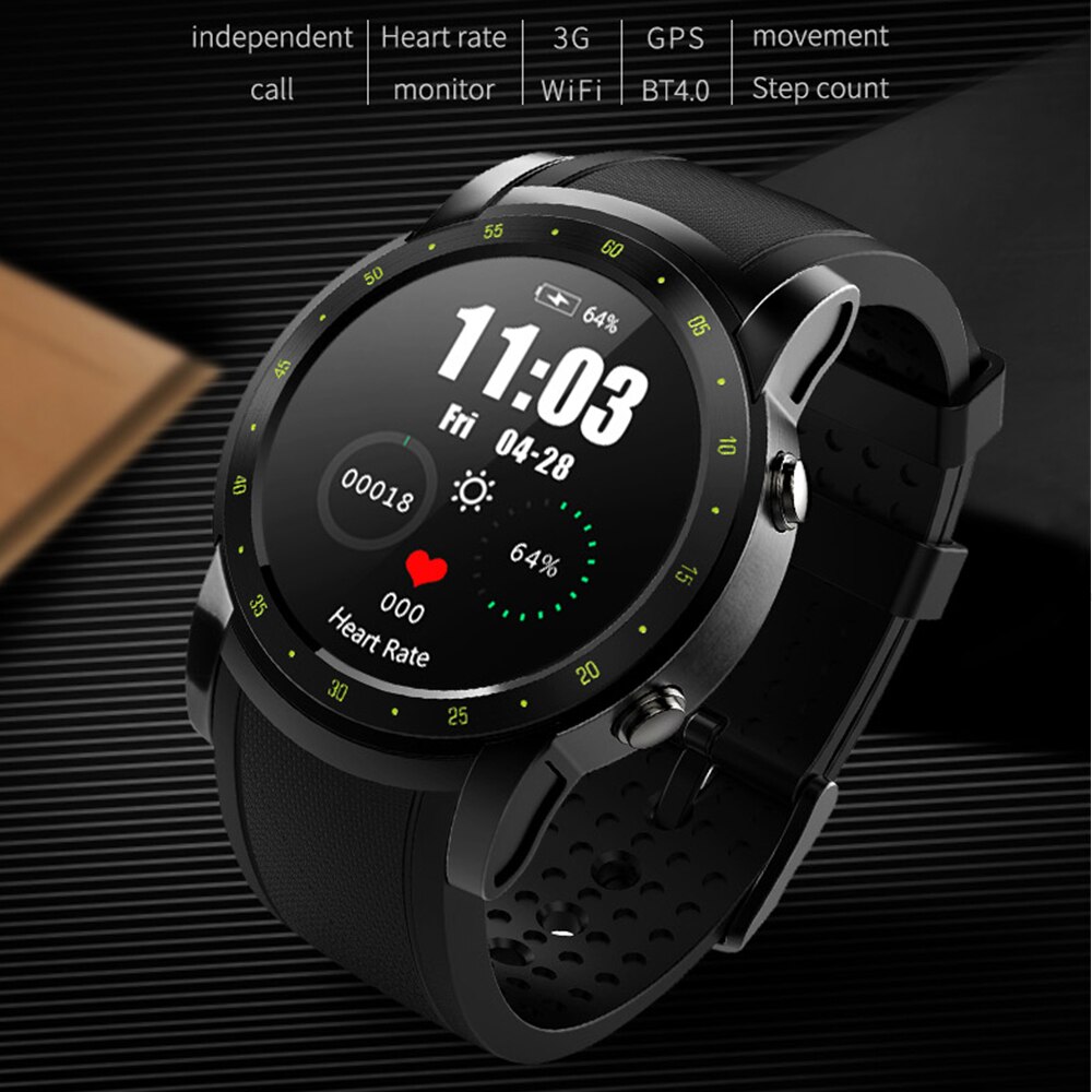 Hw1 똑똑한 시계 2018 남자는 심박수 추적자 감시자 보수계 3g wifi bluetooth smartwatch gps 손목 시계를 가진 sim 카드를 지원한다, 1개(A0), 단일(A0), 블랙(A0)