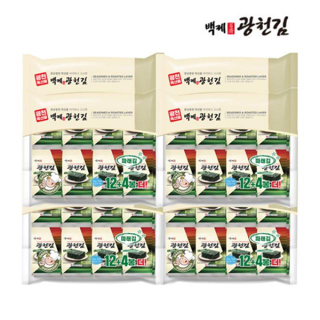 백제광천김 파래 도시락김 16+16+16+16 총64봉, 64개, 4g