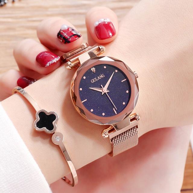 고랑 왕홍 동종 여성시계 스타워즈 한판 트렌드 방수 심플하고 캐주얼 밀란 자석 시계 여성 메색 금-자석 밴드