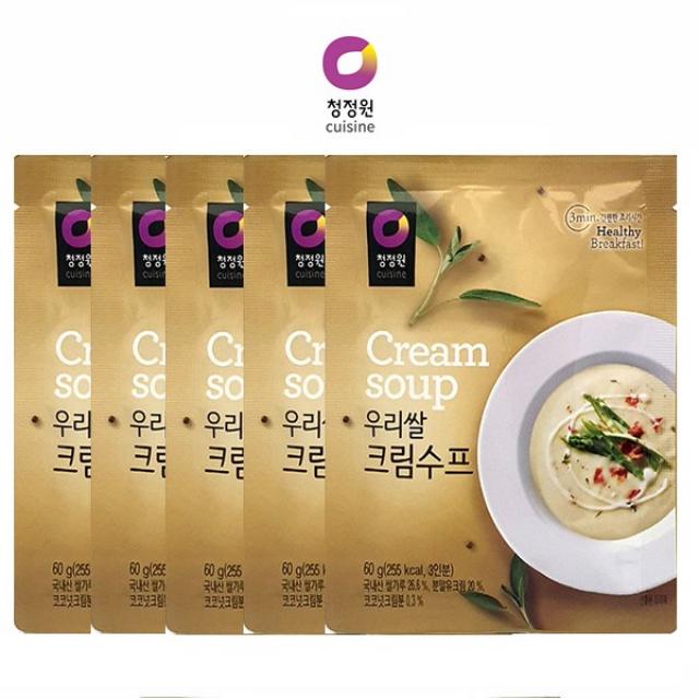 바쁜아침 간단히!! 청정원 우리쌀 크림수프60g 스프 간편조리 즉석식품 고소한 맛, 5개