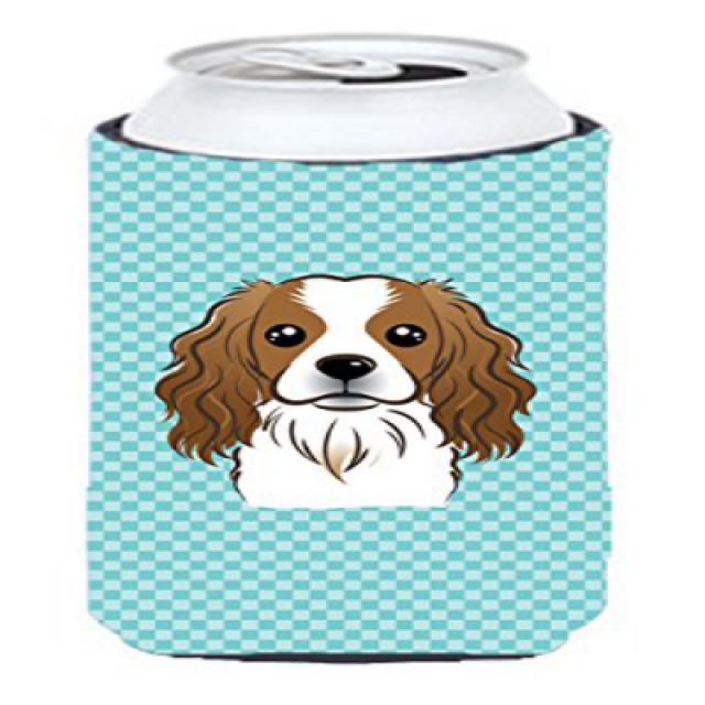 Checkerboard Blue Cavalier Spaniel Tall Boy Beverage Insulator Hugger BB1162TBC 바둑판 블루 Cavalier 발바리, 1