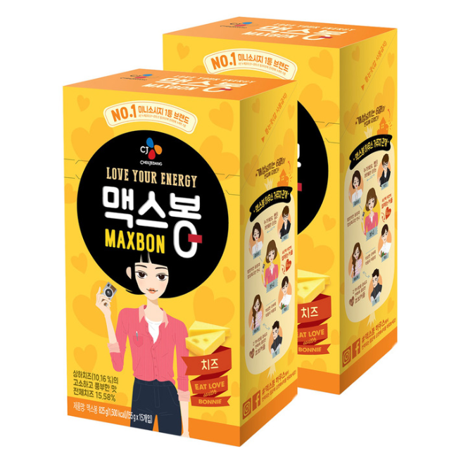 CJ 맥스봉 치즈 소시지 825g x 2 (55gx15개) 치즈 함유량 15% 이상