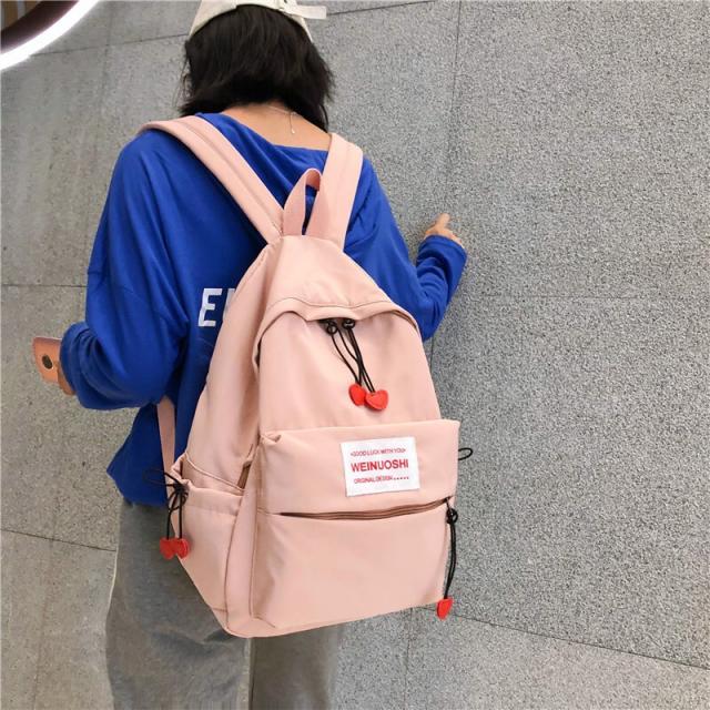 미족 책가방 여중생 ins 한판 여중생 책가방 학원 바람으로 고등학생 배낭 캔버스 싱그러운 트렁크 핑크