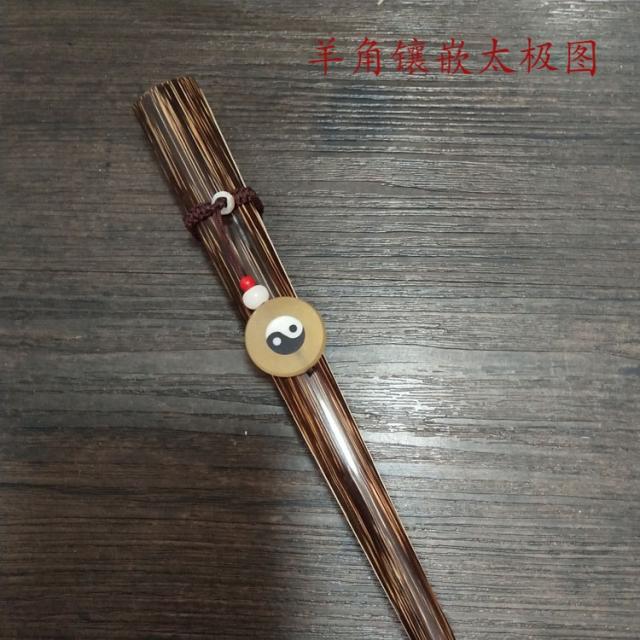 부채 수공업 편직 작은잎 자단 보리자나무 옥석 괴고리 개성, T07-양뿔 인레이 태극 도, 기본