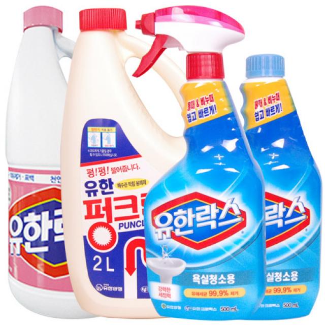 유한락스 후로랄 2L+펑크린 2L+욕실세정제 500+500ml, 1세트