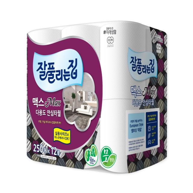 잘풀리는집 맥스 다용도 키친타올 250매, 12개입, 1개