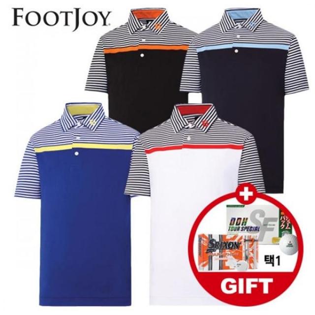 FOOTJOY 사은품 골프공 증정 풋조이 엔지니어드 스트라이프 탑 셔츠 골프상의 85405 85406 85407 85408, 85408 남하 S/마라톤 화이트