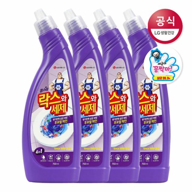 [신세계TV쇼핑]LG생활건강 홈스타 락스와 세제 후로랄파인 750ml x4개, 1, 락스와 세제 후로랄파인 750mlx4개