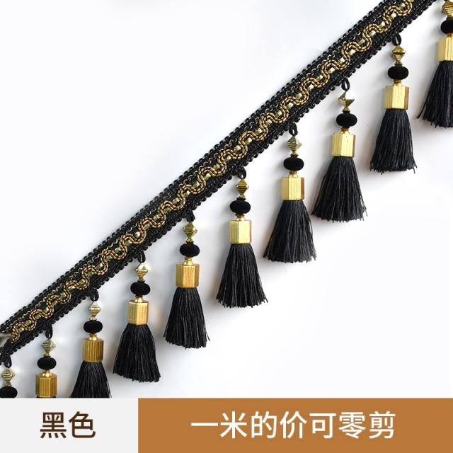 마크라메 뉴타입 커튼 구슬 태슬 레이스 실내 장식 부속품 장식용술을매달은 공장, T01-블랙 1메터 값어치가 있다 재단판매
