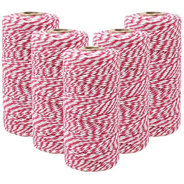 Diy 공예품을위한 120 야드 장식 에코 베이커 스 트 낌새 팅 선물 포장 (5pc 자홍색) (5 pcs Striped Fuchsia), 5 pcs, Striped Fuchsia