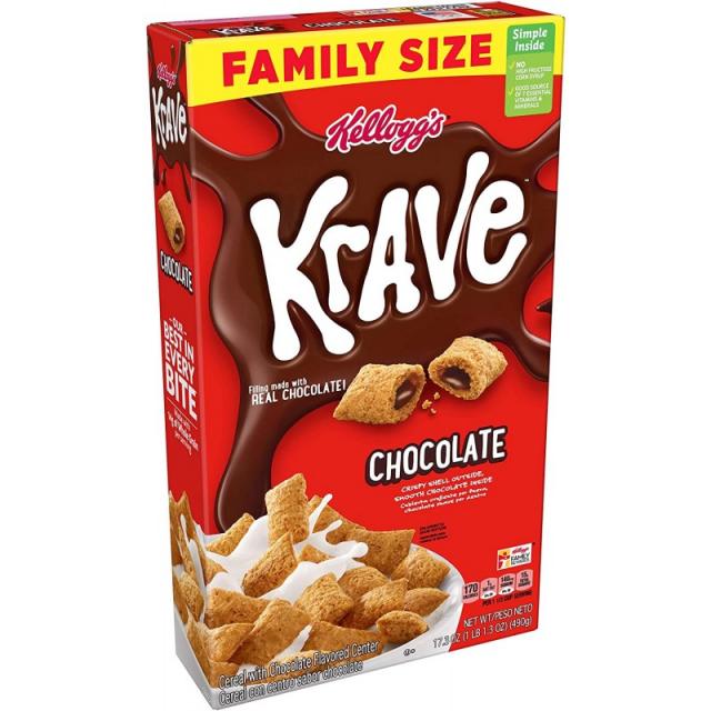 Kellogg 's Krave Breakfast Cereal 초콜렛 좋은식이 섬유 공급원 가족 규모 17.3 oz Box, 1