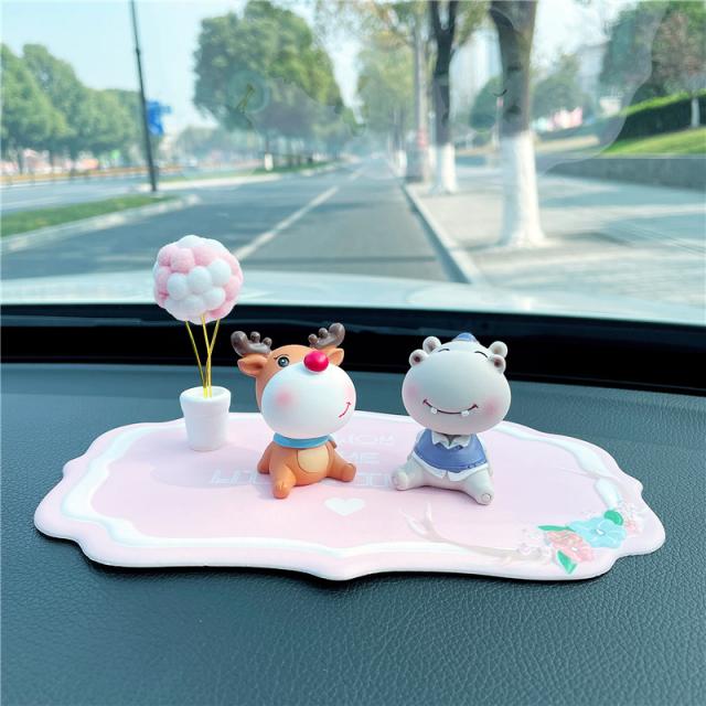 창의력 장식품 귀엽다 쳐다보다 카우보이 차 안 액세서리 차량 적재 제어대 장식 용품 대전, 1 건, 몽판-노루하마 뽀얀솜뭉치 꽃방석