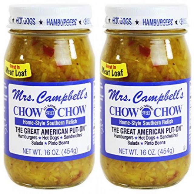 Mrs. Campbell's All Natural Sweet Southern Chow Chow Relish 16 Oz Glass Jar (Pack of 2) 켐프벨 여사의 All, 1